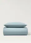 Mango Home Children's Washed Cotton Double-stitched Duvet Cover For Cot Aqua Green