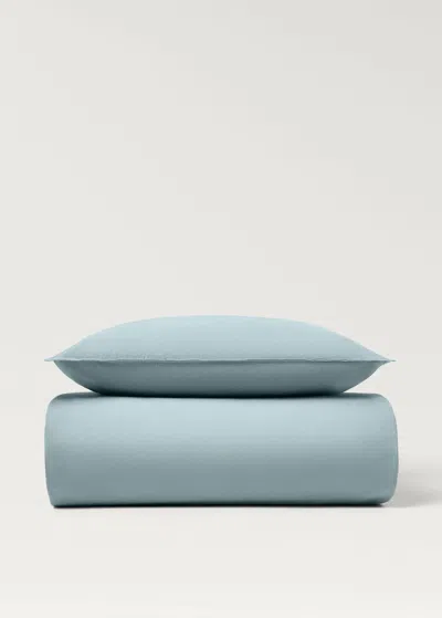 Mango Home Children's Washed Cotton Double-stitched Duvet Cover For Cot Aqua Green
