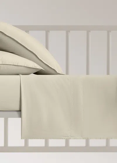 Mango Home Children's Washed Cotton Double-stitched Top Sheet For 90 Cm Bed Pastel Green