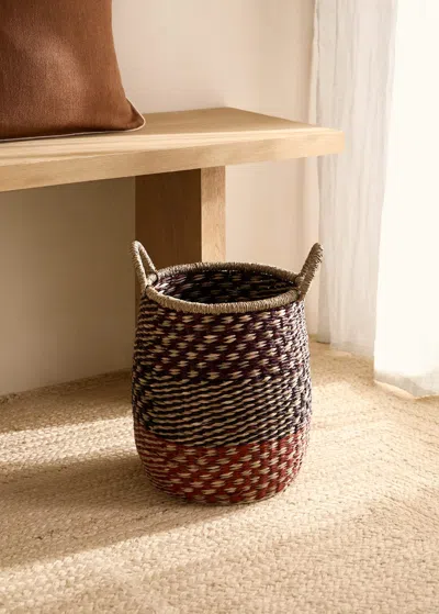 Mango Home Colored Seagrass Basket With Double Handles Burnt Orange