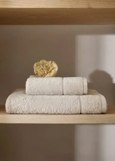 Mango Home Cotton 500gr/m2 Hand Towel 20x35 In  Beige In White