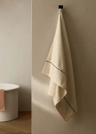 Mango Home Cotton Bath Towel With Embroidered Scalloped Edge Ecru
