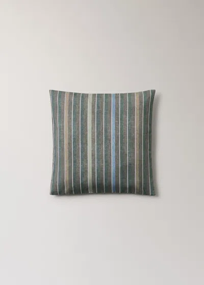 Mango Home Cotton Cushion Cover With Printed Stripes 45x45 Cm Ink Blue