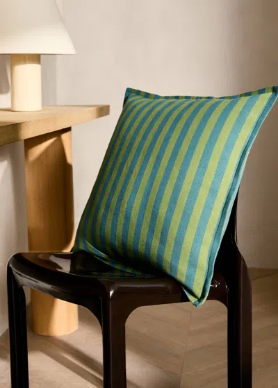 Mango Home Cotton Cushion Cover With Woven Stripe 50x50cm Emerald Green