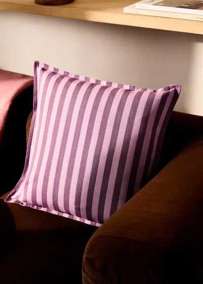 Mango Home Cotton Cushion Cover With Woven Stripe 50x50cm Medium Pink