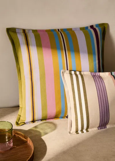 Mango Home Cotton Cushion Cover With Woven Stripe 50x50cm Sky Blue