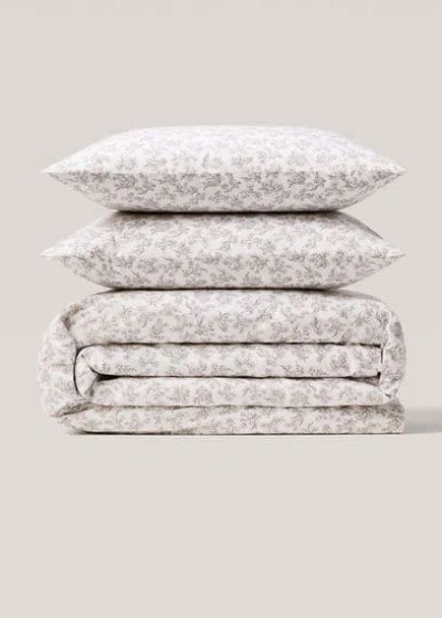 Mango Home Cotton Duvet Cover With Flower Design Queen Bed Medium Grey In Grey