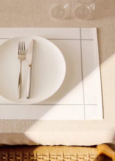 Mango Home Cotton Embroidered Placemat With Scalloped Detail Light/pastel Grey