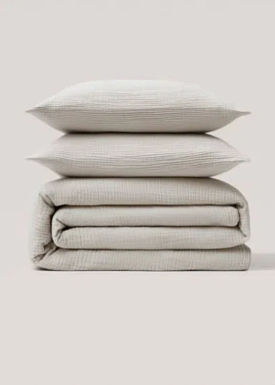 Mango Home Cotton Gauze Duvet Cover King Bed Medium Grey In Grey