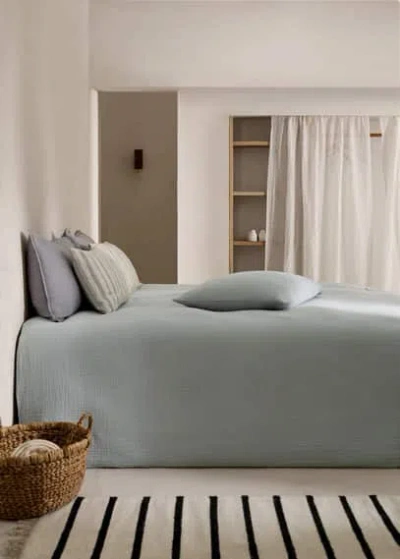 Mango Home Cotton Gauze Duvet Cover Superking Bed Aqua Green In Grey
