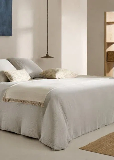Mango Home Cotton Gauze Duvet Cover Superking Bed Medium Grey In Gray