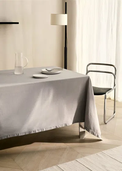 Mango Home Cotton Hemstitched Tablecloth For 2 To 4 Diners Light/pastel Grey