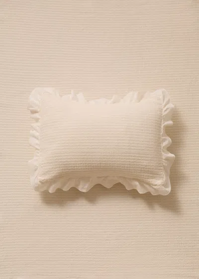 Mango Home Cotton Jacquard Ruffle Bed Cushion Cover 30x40 Cm Off White