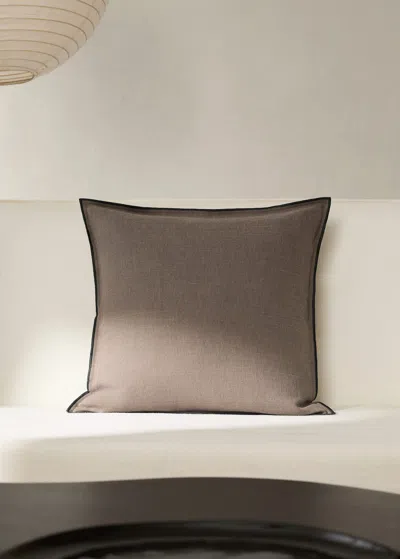Mango Home Housse De Coussin Coton Et Lin Overlock Languette 50x50 Cm Marron Moyen - Home - 50x50cm - Mango Hom