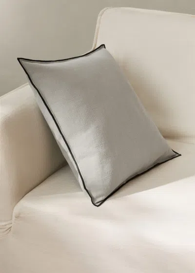 Mango Home Housse De Coussin Coton Et Lin Overlock Languette 50x50 Cm Gris Moyen - Home - 50x50cm -