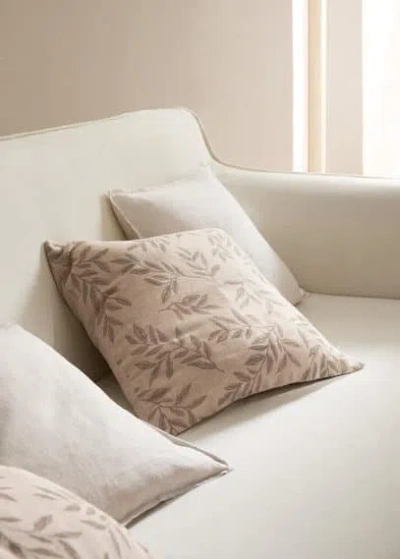 Mango Home Cotton Linen Flower Cushion Cover 50x50cm Light/pastel Brown In Pink