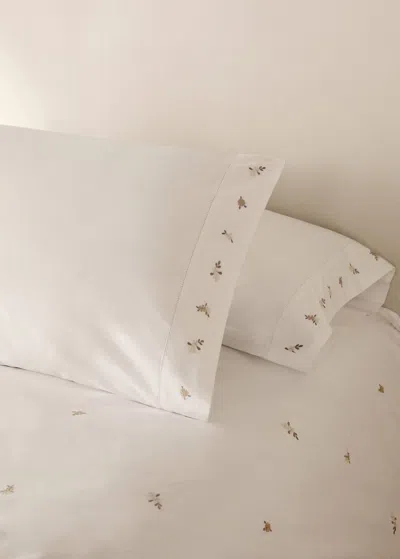 Mango Home Taie D'oreiller Enfant Percale De Coton Fleur Brodée 50x75 Cm Blanc - Home - 50x75cm -