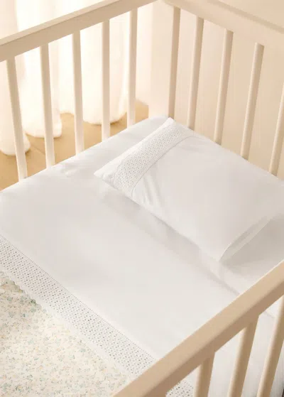 Mango Home Cotton Percale Embroidered Sheet Set For Mini-cot White