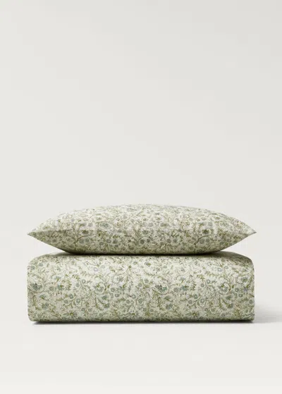 Mango Home Cotton Percale Floral-print Duvet Cover For Cot Forest Green