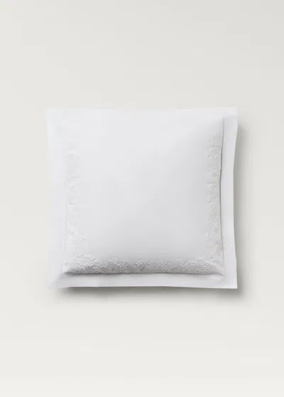 Mango Home Cotton Percale Pillowcase With Hand-embroidered Small Flowers 60x60 Cm White