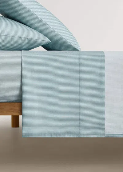 Mango Home Drap-housse Enfant Coton Percale Rayures Lit 90 Cm Vert D´eau - Home - Lit 90 Cm -  In Aqua Green