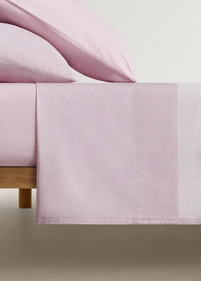 Mango Home Drap-housse Enfant Coton Percale Rayures Lit 90 Cm Rose Géranium - Home - Lit 90 Cm -  In Medium Pink