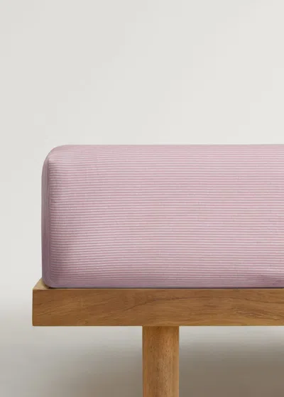 Mango Home Cotton Percale Striped Fitted Sheet For Cot Medium Pink