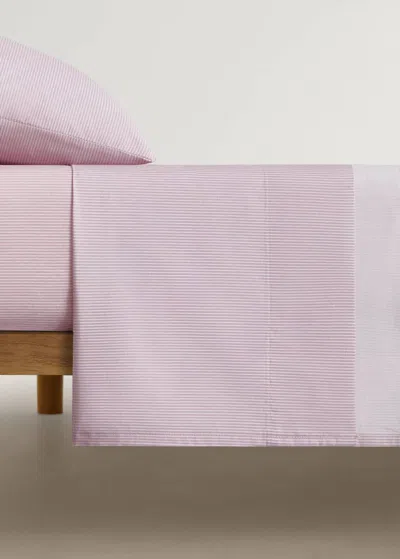 Mango Home Cotton Percale Striped Top Sheet For Cot Medium Pink In Rose Géranium