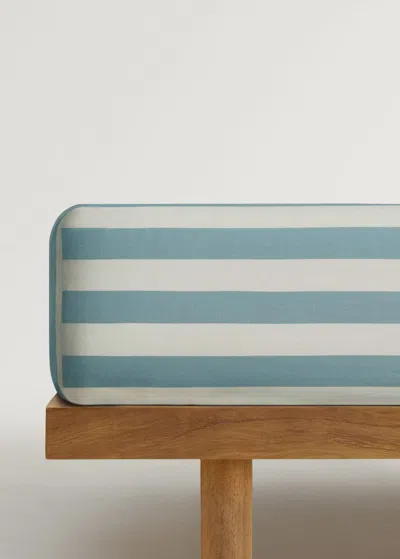 Mango Home Drap-housse Enfant En Coton Percale Rayures Épaisses Lit 90 Cm Bleu - Home - Lit 90 Cm -  In Blue