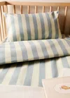 Mango Home Cotton Percale Thick-striped Duvet Cover Blue