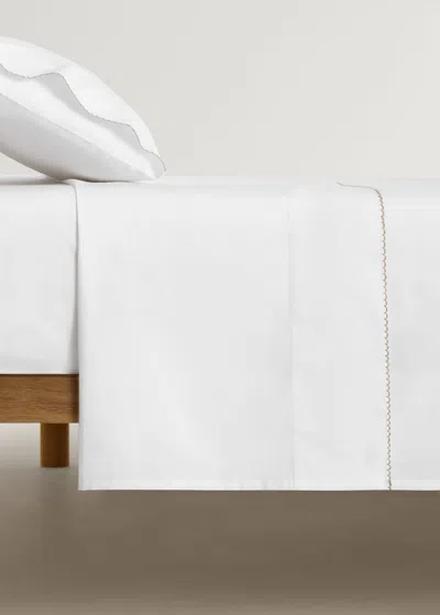 Mango Home Cotton Percale Top Sheet With Picueta Detail For Cot White