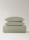Mango Home Cotton Percale Waffle Duvet Cover For 135 Cm Bed Forest Green