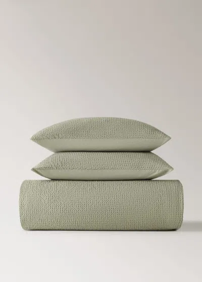 MANGO HOME COTTON PERCALE WAFFLE DUVET COVER SUPERKING BED FOREST GREEN