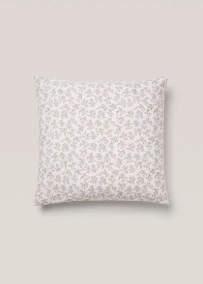 Mango Home Cotton Pillowcase With Floral Design 60x60cm Medium Grey In Gray