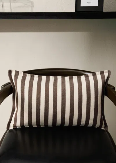 Mango Home Cotton Two-tone Cushion Cover With Woven Stripes 30x50 Cm Chocolate