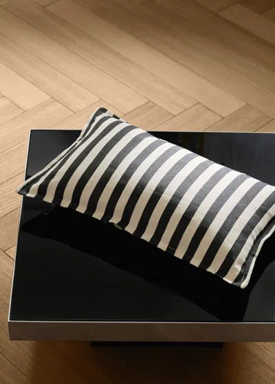 Mango Home Cotton Two-tone Cushion Cover With Woven Stripes 30x50 Cm Dark Grey