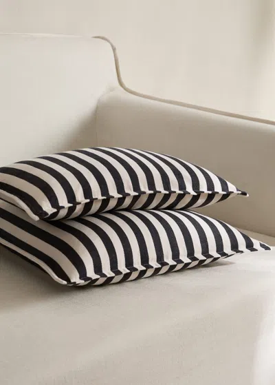 Mango Home Cotton Two-tone Cushion Cover With Woven Stripes 50x50 Cm Dark Grey