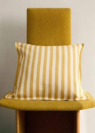 Mango Home Cotton Two-tone Cushion Cover With Woven Stripes 50x50 Cm Yellow
