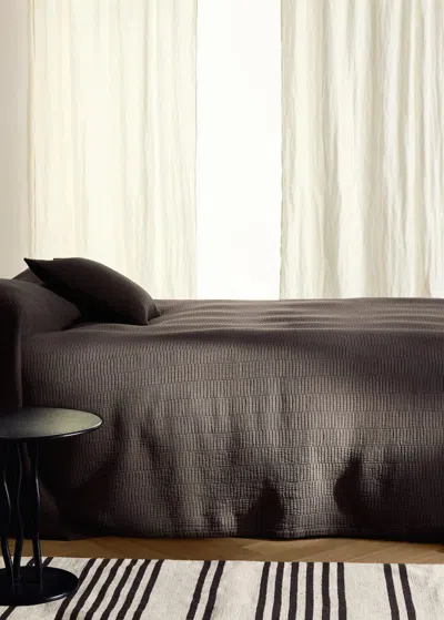 Mango Home Couverture Garment Dye Bordures Lit 135/150 Cm Marron - Home - Lit 130/140/150 Cm -