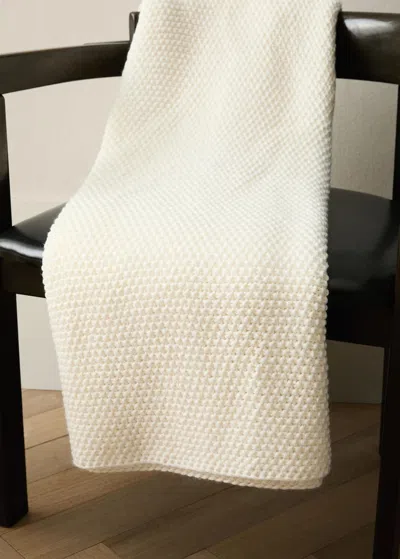 Mango Home Knitted Blanket With Design Off White