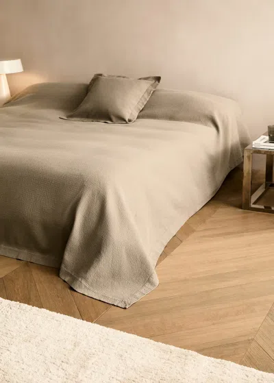 Mango Home Couvre-lit En Coton Jacquard À Mini Carreaux Pour Lit 180/200 Cm Marron Moyen - Home - Lit 180/200 C