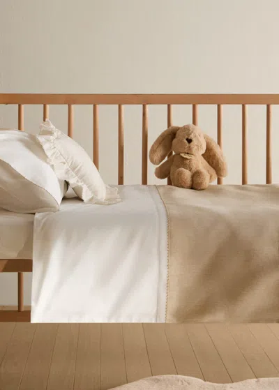 Mango Home Ctton Percale Linen Duvet Cover For Cot White