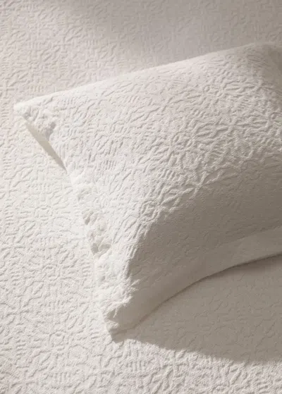 Mango Home Cushion Cover Cotton Jacquard Mosaic Drawing 50x50 Cm White
