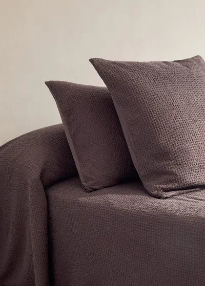 Mango Home Two Cotton Waffle Percale Pillowcases 50x75 Cm Blackberry