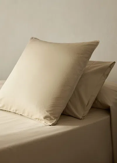 Mango Home Two 500-thread Count Cotton Percale Pillowcases With Rounded Piping Detail 60x60 Cm Beige