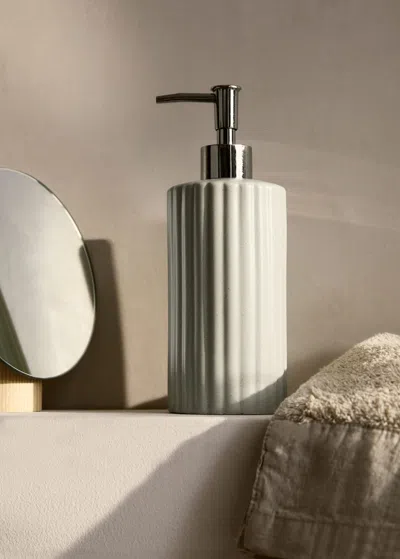 Mango Home Striped Stoneware Soap Dispenser Grey