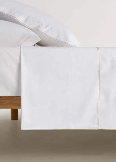 Mango Home Double-embroidered Flat Sheet For King Bed In Marron Moyen