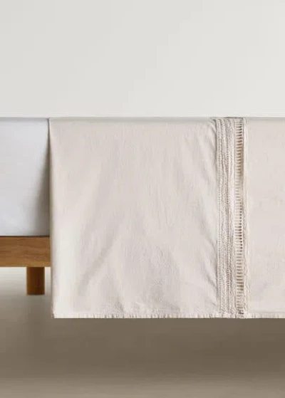 Mango Home Flat Sheet In Gris Clair/pastel
