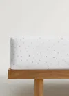 Mango Home Cotton Percale Printed Bottom Sheet For Cot Grey In Grey