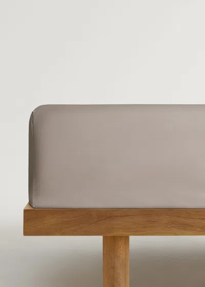 Mango Home Percale Cotton Fitted Sheet 500 Thread Count With Rounded Piping Detail For 150 Cm Bed Medium Brown